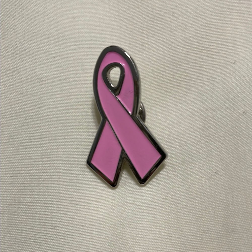 Pink and Silver Awareness Ribbon Brooch
